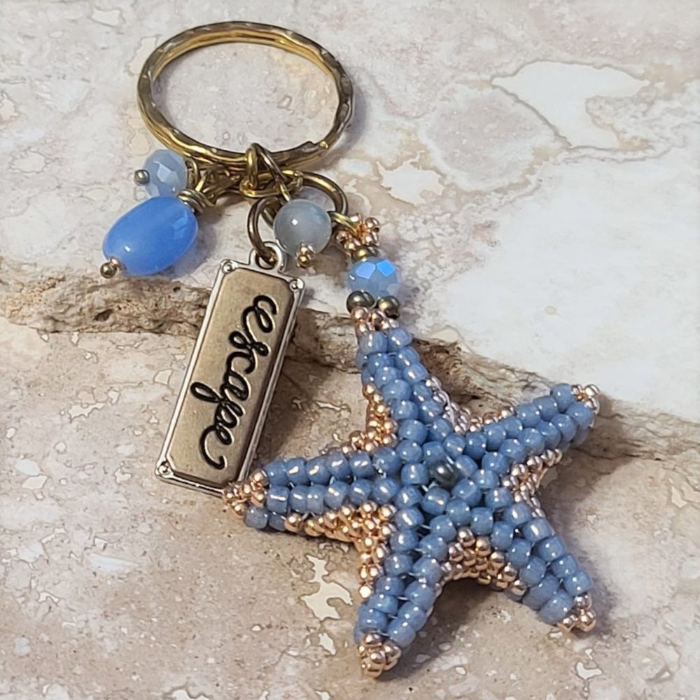 Handmade Beaded Starfish Handbag Keychain Designed